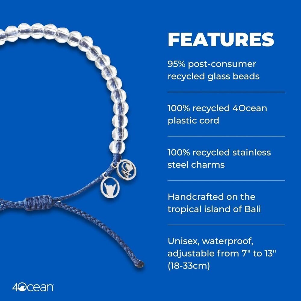 Beaded Ocean Plastic Bracelet Handcrafted Recycled Marine Conservation Unisex - Picture 7 of 8